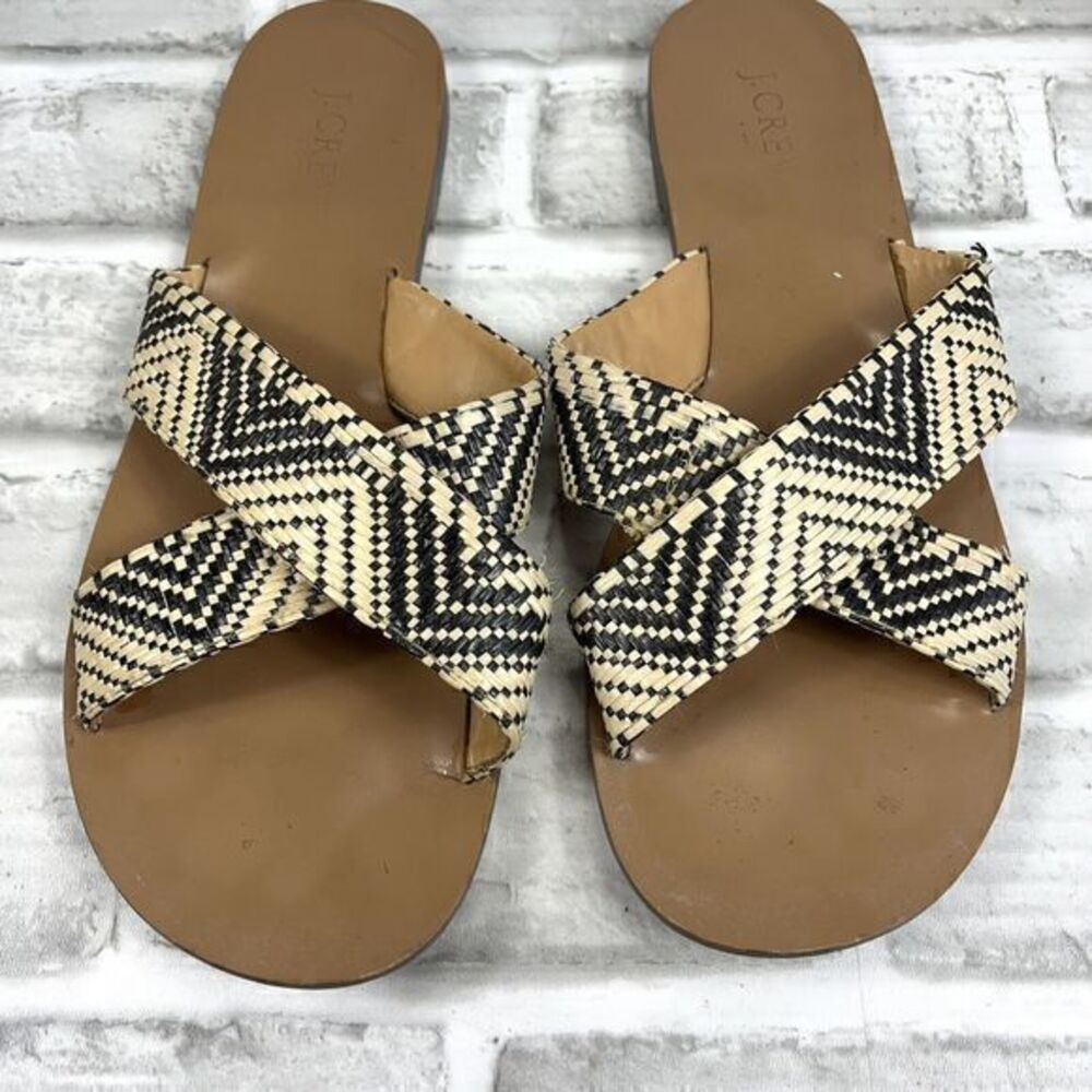 J Crew Straw Raffia Seaside Women's Size 9 Criss Cross Sandals